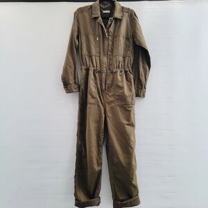 Outerknown Linen Station Jumpsuit Size Small Olive Green Boiler Suit Minimalist